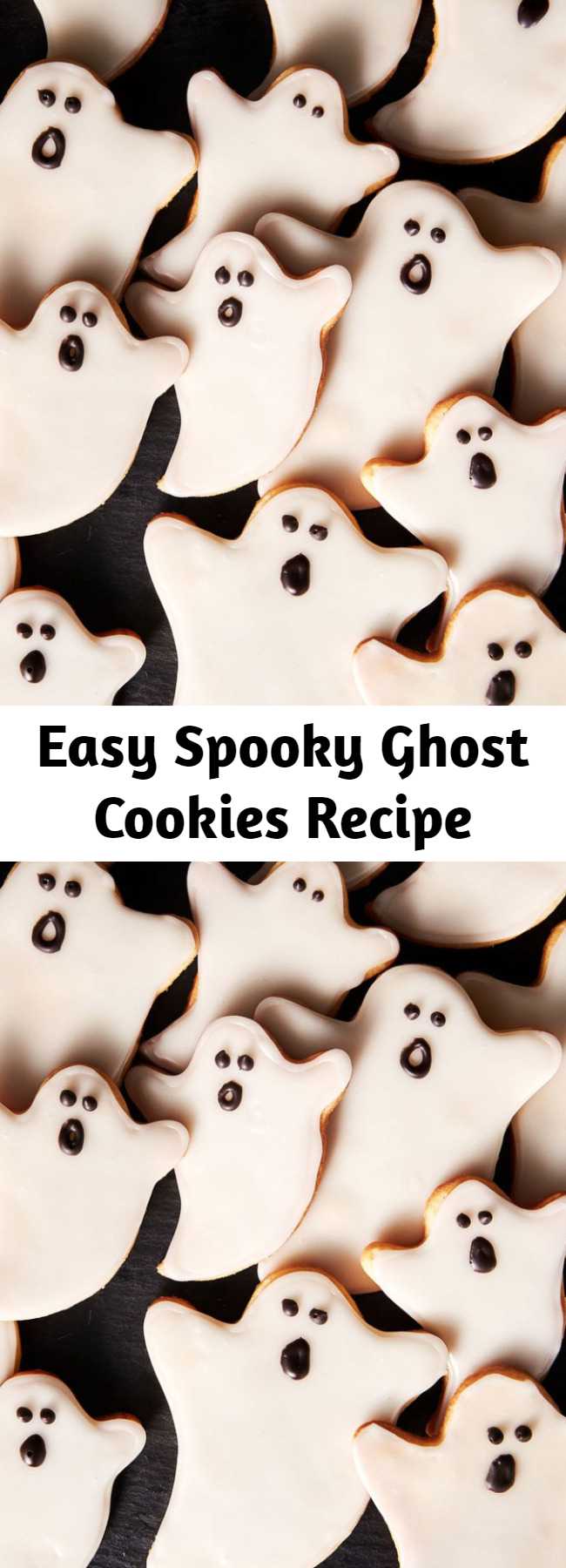 Easy Spooky Ghost Cookies Recipe - The best way to never be afraid of ghosts? Turn them into cute little sugar cookies. These spooky ghosts will be a hit at every halloween party and are far easier to make then they look! Here's our best tips and tricks we have for decorating sugar cookies.